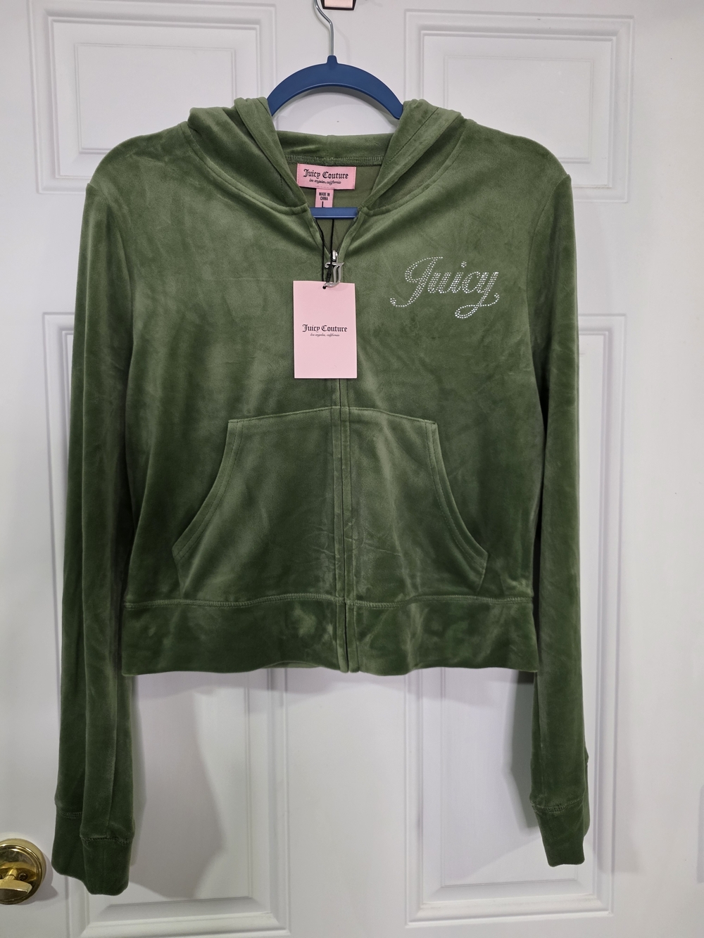 Juicy Couture Olive Green Velour Zip Hoodie - Picture 2 of 7
